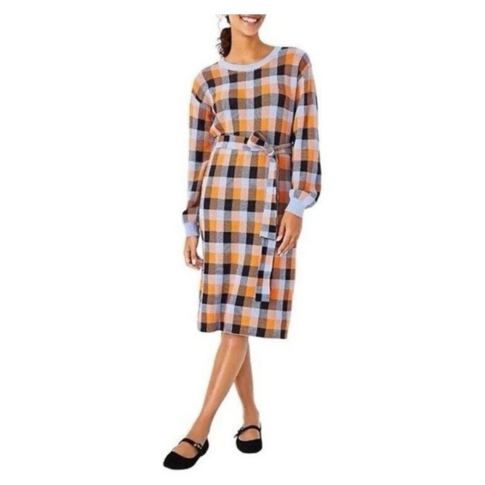 Ann Taylor Multicolor Plaid Long Sleeve Dress